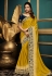 Yellow satin embroidered saree with blouse  10612